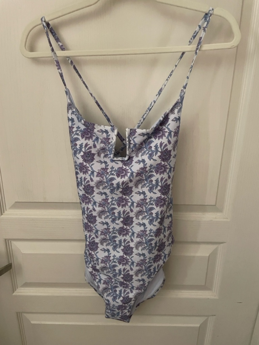 J. Crew Lavender and Light Blue Floral One-Piece Swimsuit